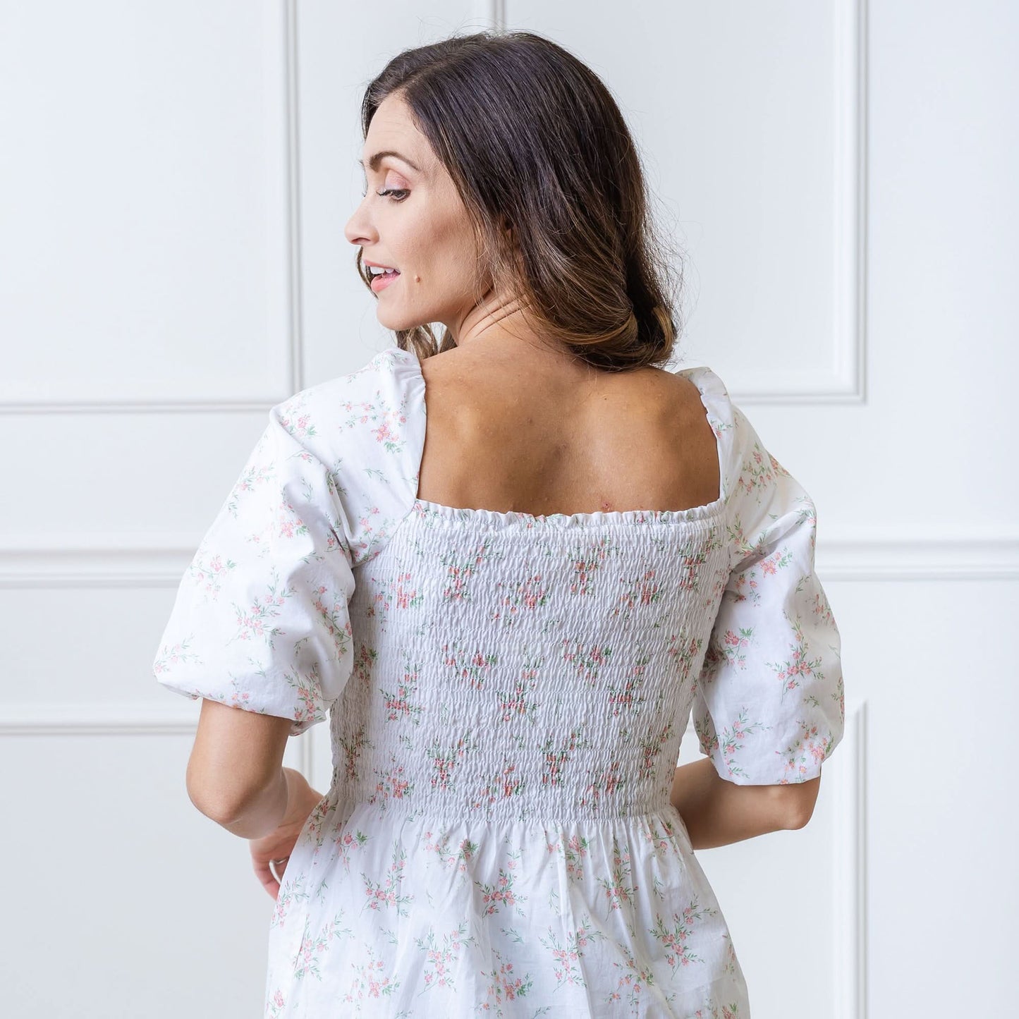Women's Smocked Bubble Sleeve Organic Dress