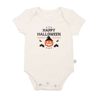 Organic Graphic Baby Bodysuit - Halloween Pumpkin