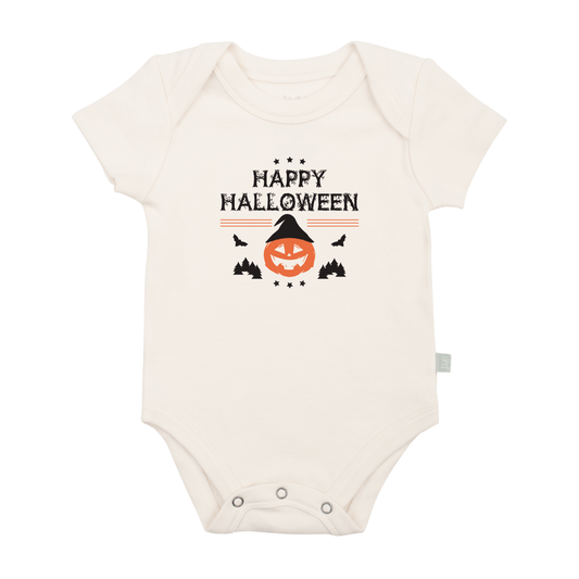 Organic Graphic Baby Bodysuit - Halloween Pumpkin