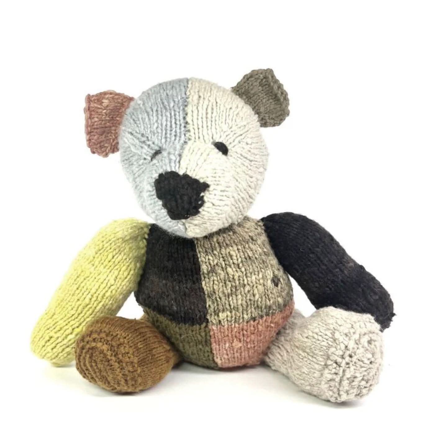 Wool Knit Buddy - Dee the Patchwork Bear