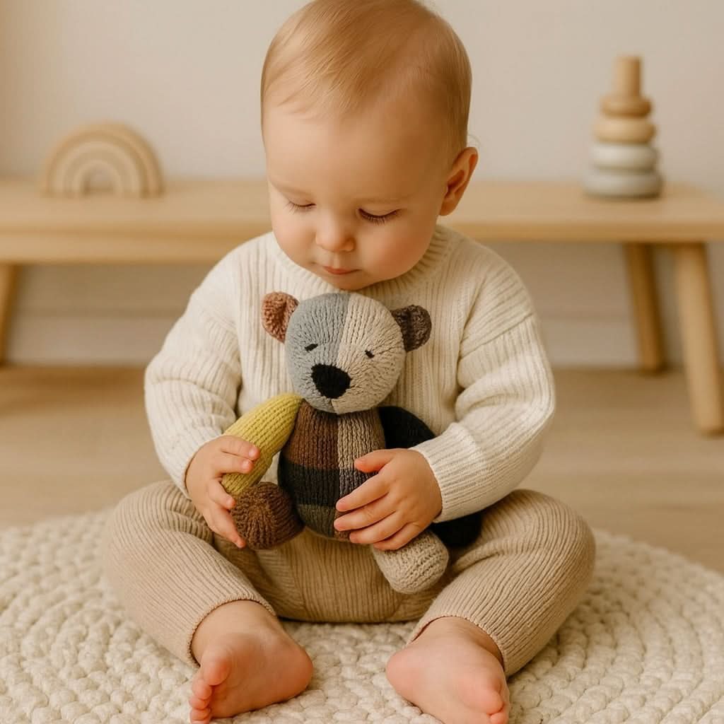 Wool Knit Buddy - Dee the Patchwork Bear