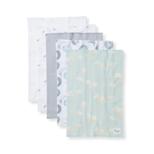 Hello Moon Organic Cotton Burp Cloths -  5 Pack