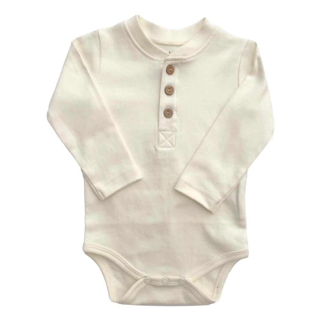 Organic Henley Long Sleeve Baby Bodysuit