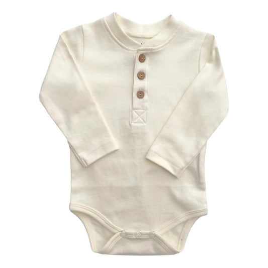 Organic Henley Long Sleeve Baby Bodysuit