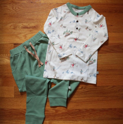 Organic Toddler Lounge Pants - Basil Green
