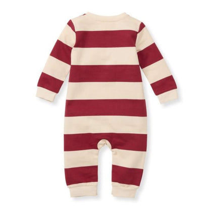 Holiday Striped Organic Henley Baby Romper