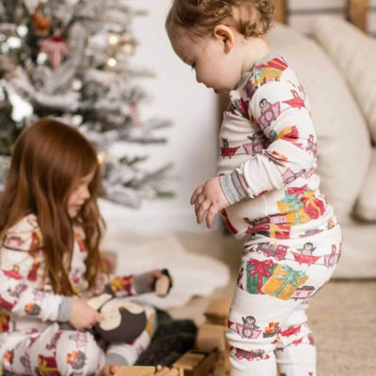 Holiday Toy Train Organic Baby Footed Zip Sleeper