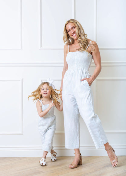 Women's Organic Smocked Button Front Jumpsuit