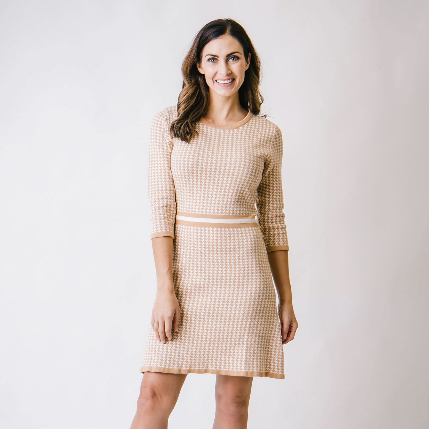 Women's 3/4 Sleeve Fit and Flare Sweater Dress