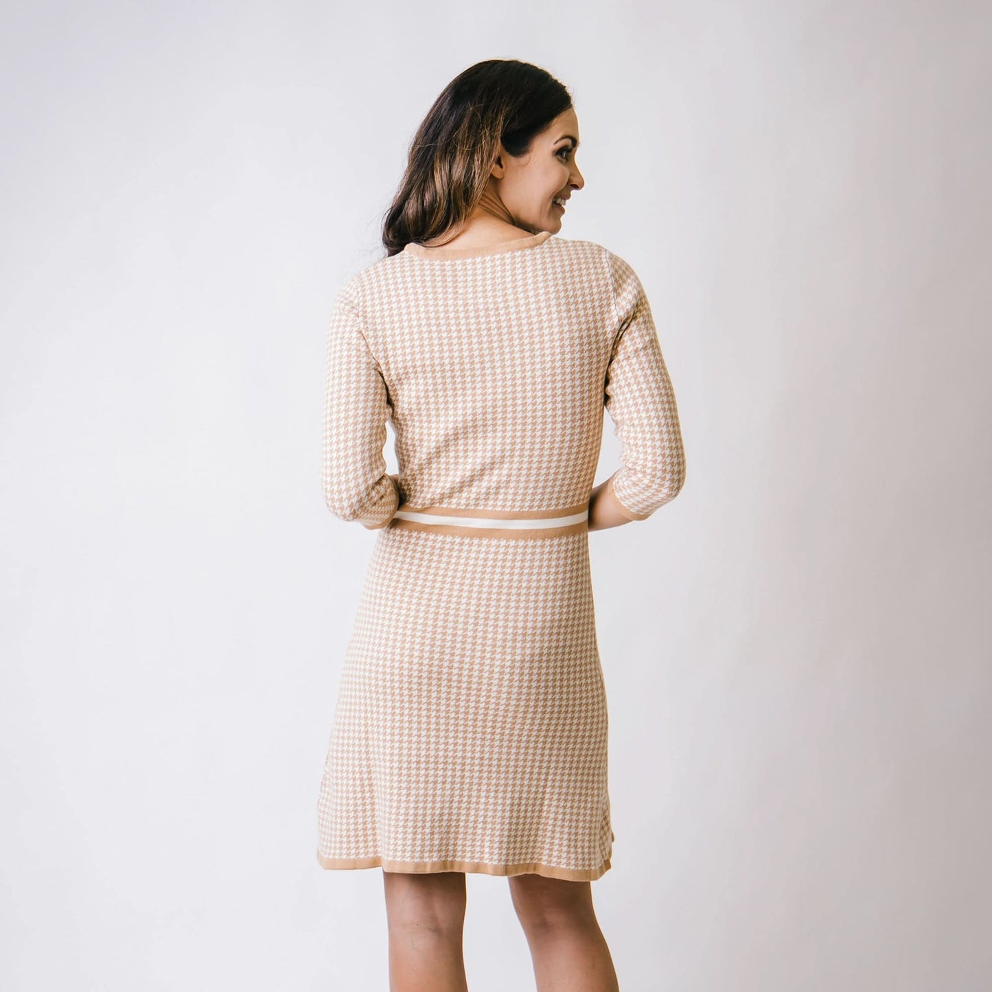 Women's 3/4 Sleeve Fit and Flare Sweater Dress
