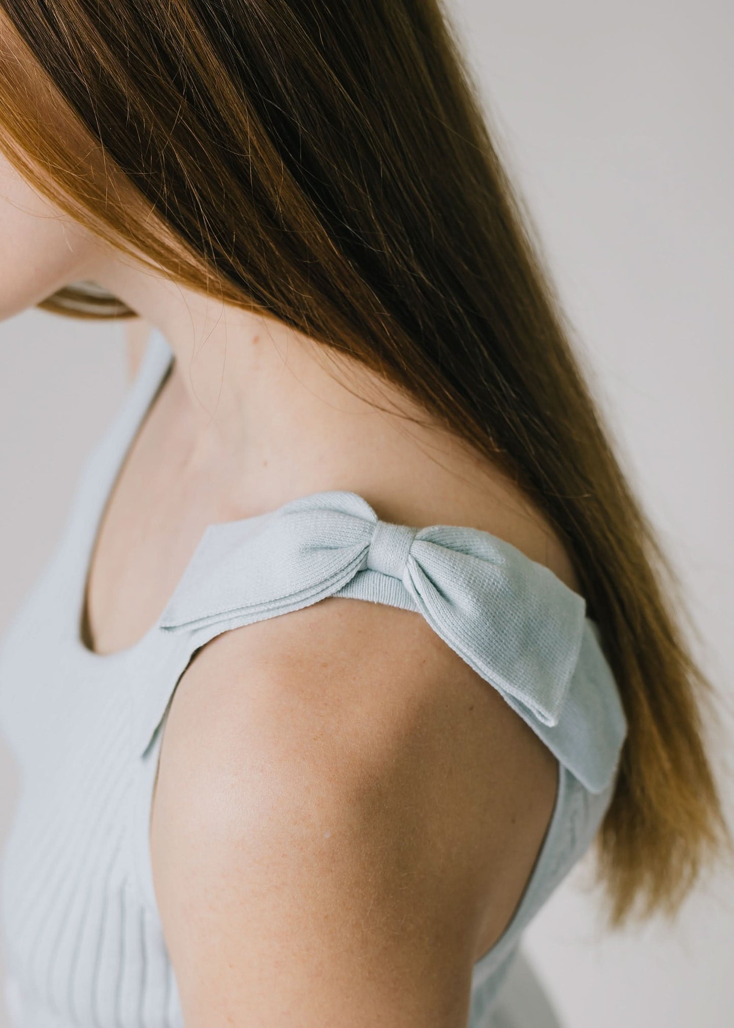 Women's V-Neck Rib Knit Tank with Bow