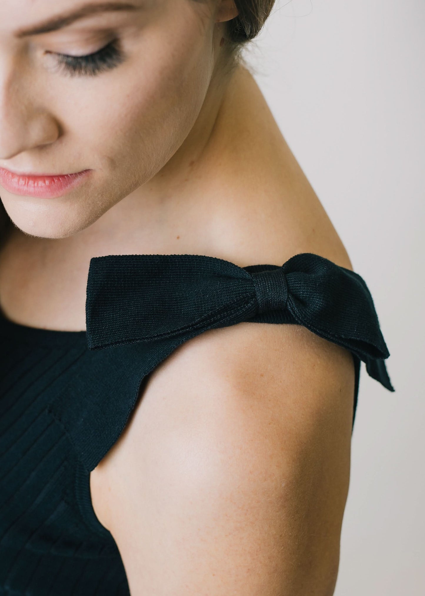 Women's V-Neck Rib Knit Tank with Bow