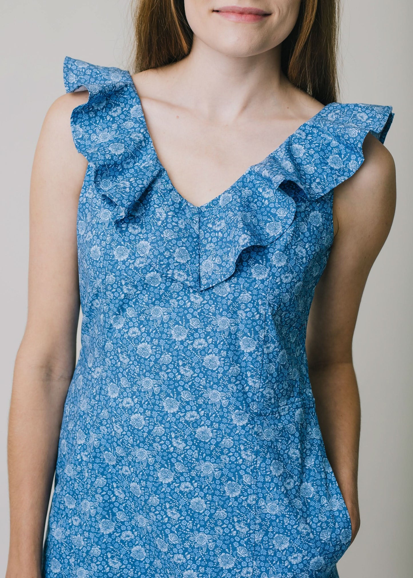 Women's V-Neck Ruffle Shift Dress