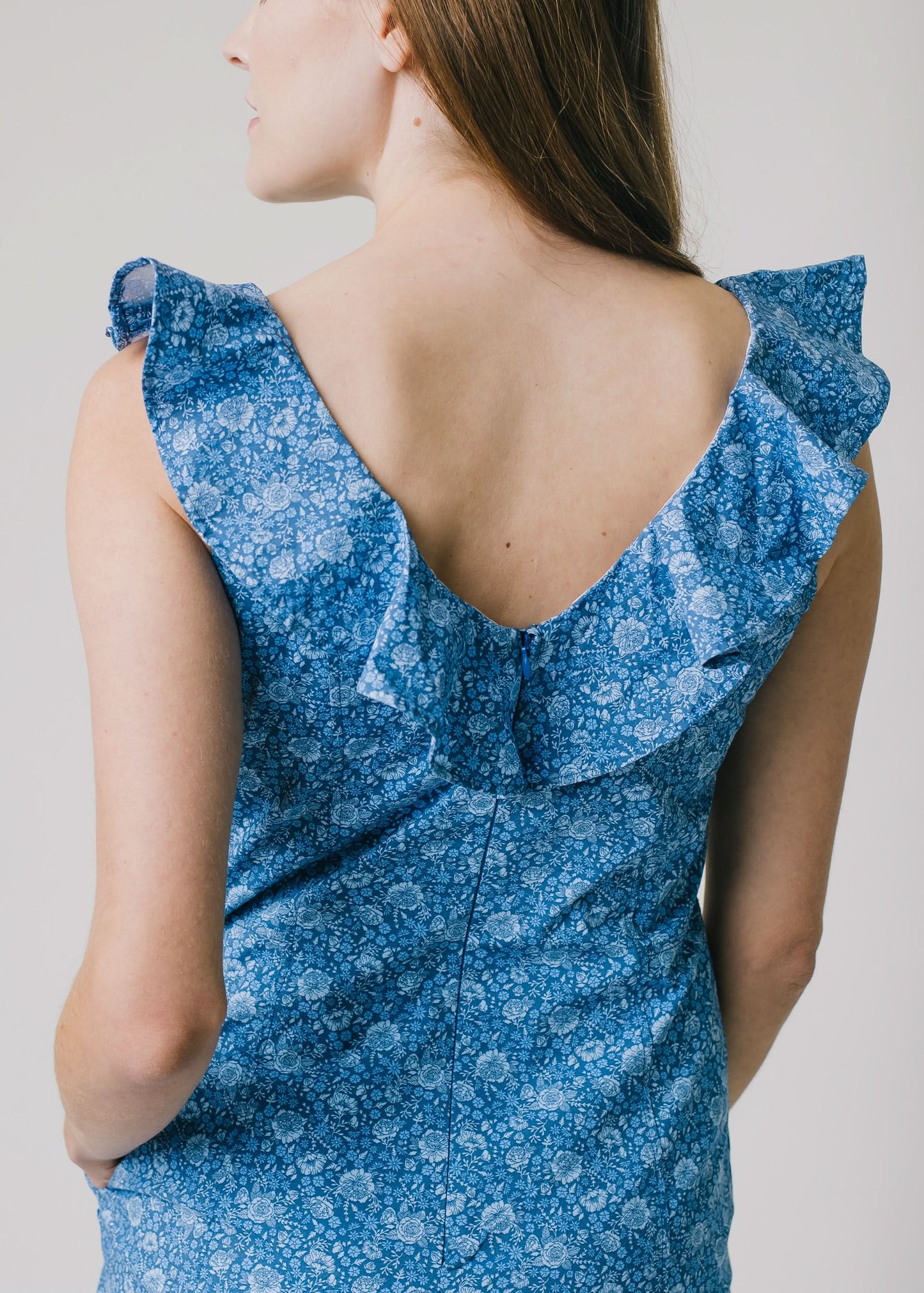 Women's V-Neck Ruffle Shift Dress