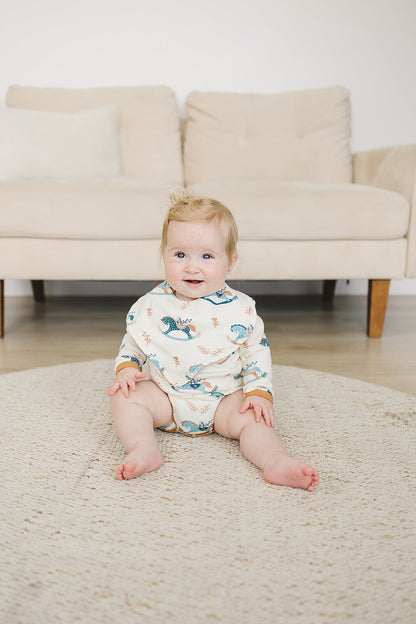 Organic Long Sleeve Baby Bodysuit - Rocking Horse