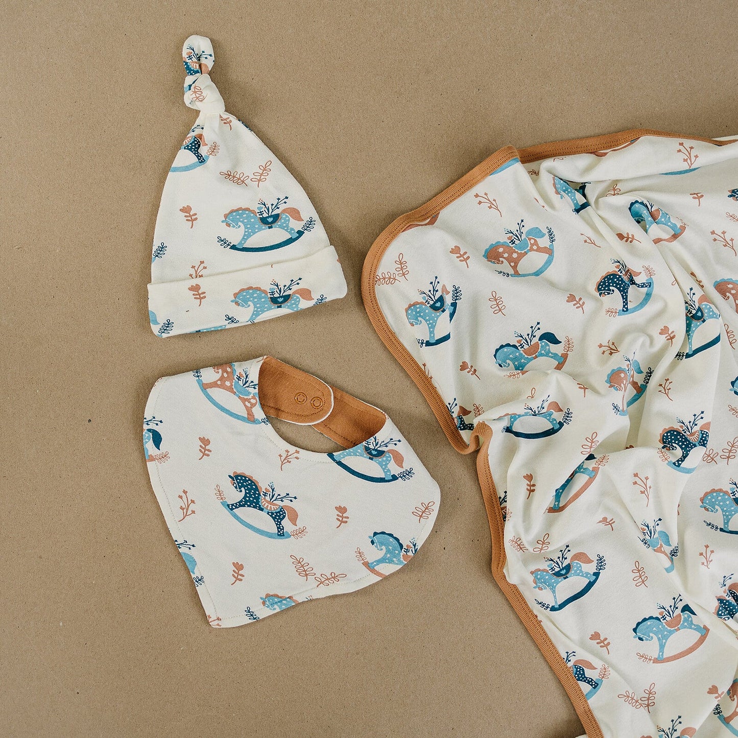 GOTS Certified Organic Cotton Baby Blanket - Rocking Horse