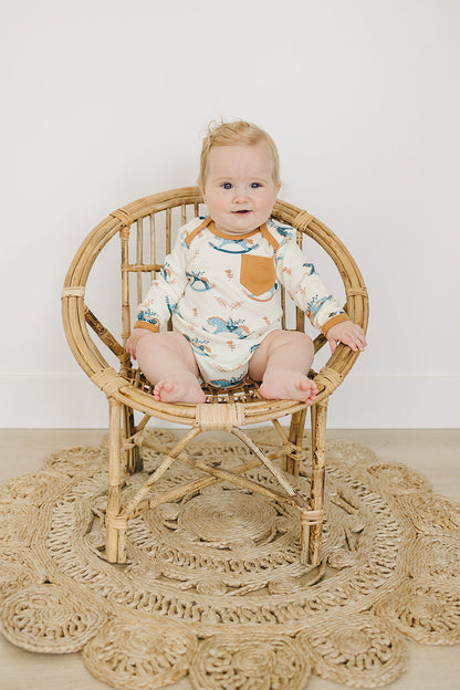 Organic Long Sleeve Baby Bodysuit - Rocking Horse
