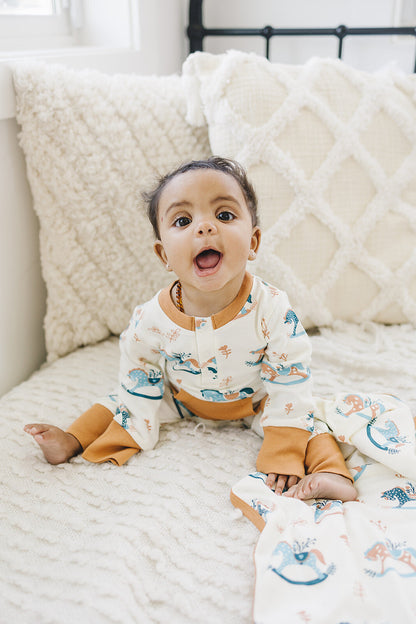 Organic Baby Romper - Rocking Horse