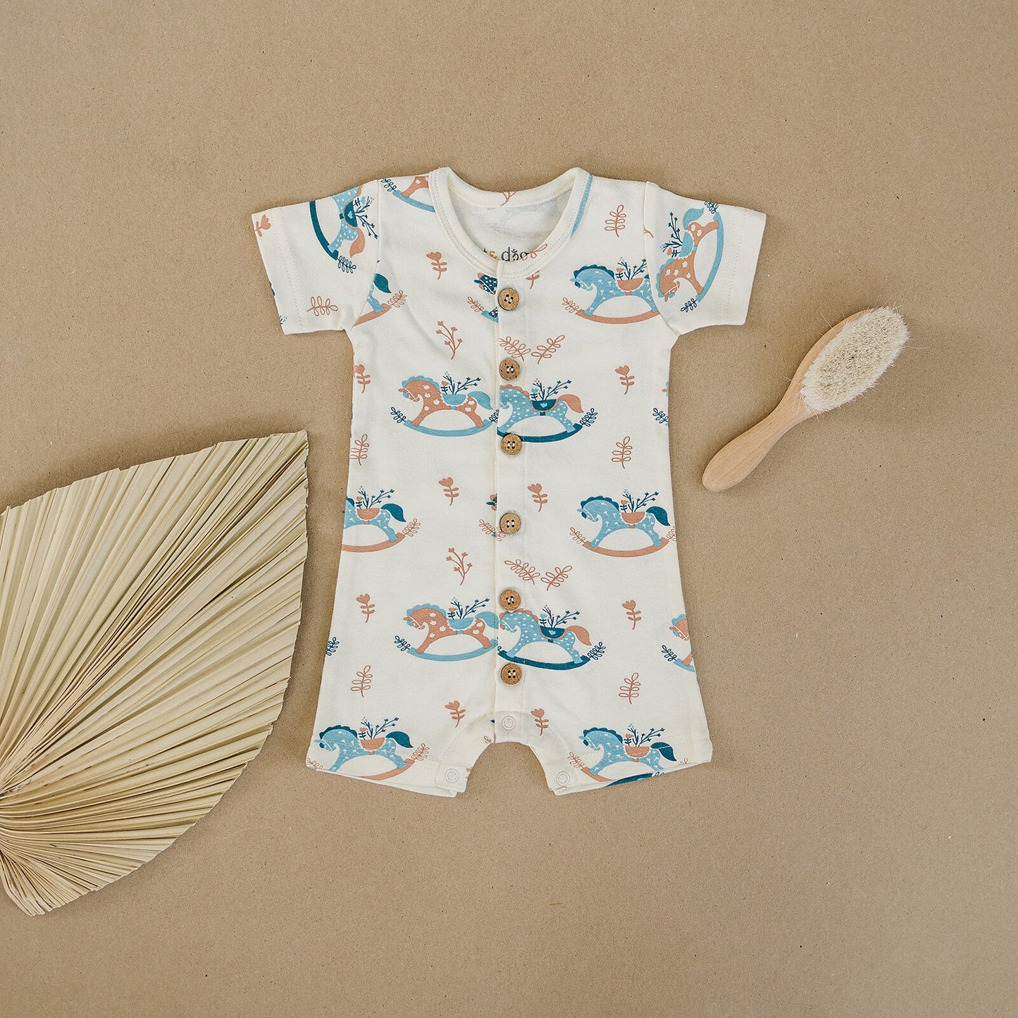 Organic Short Sleeve Baby Romper - Rocking Horse