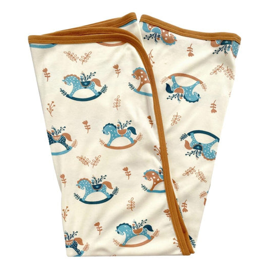 GOTS Certified Organic Cotton Baby Blanket - Rocking Horse