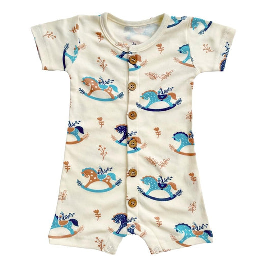 Organic Short Sleeve Baby Romper - Rocking Horse