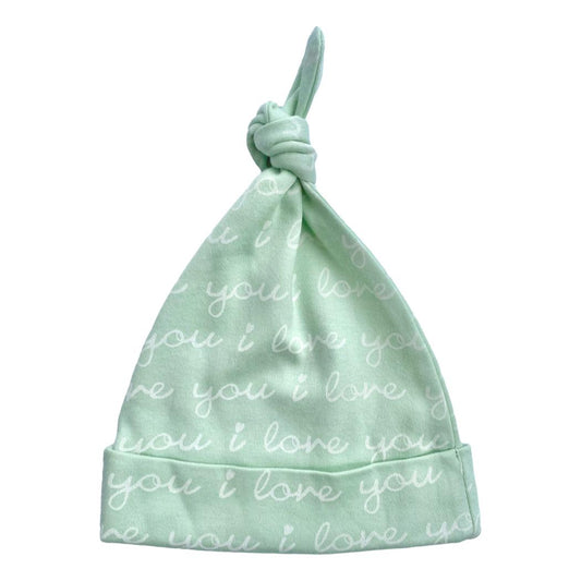 Organic Baby Hat - I Love You (Desert Green)