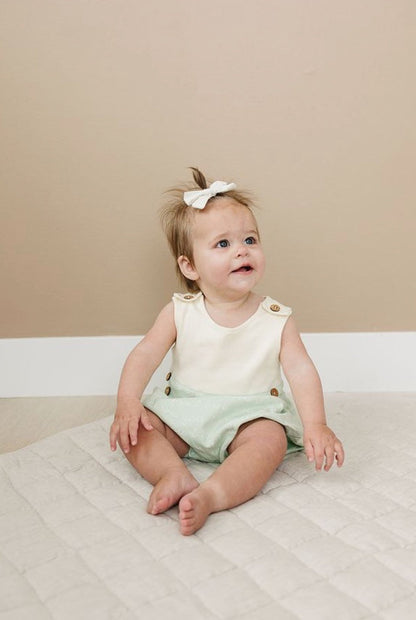 Organic Baby Bubble Romper - I Love You (Desert Green)