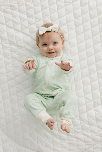 Organic Baby Romper - I Love You (Desert Green)
