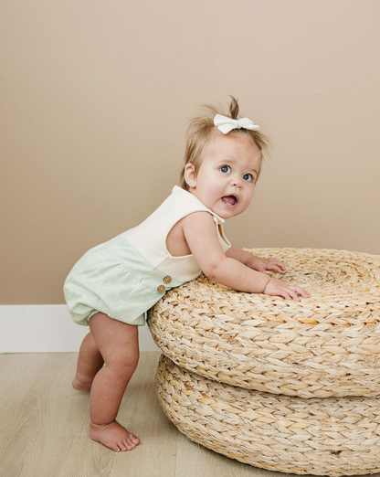 Organic Baby Bubble Romper - I Love You (Desert Green)