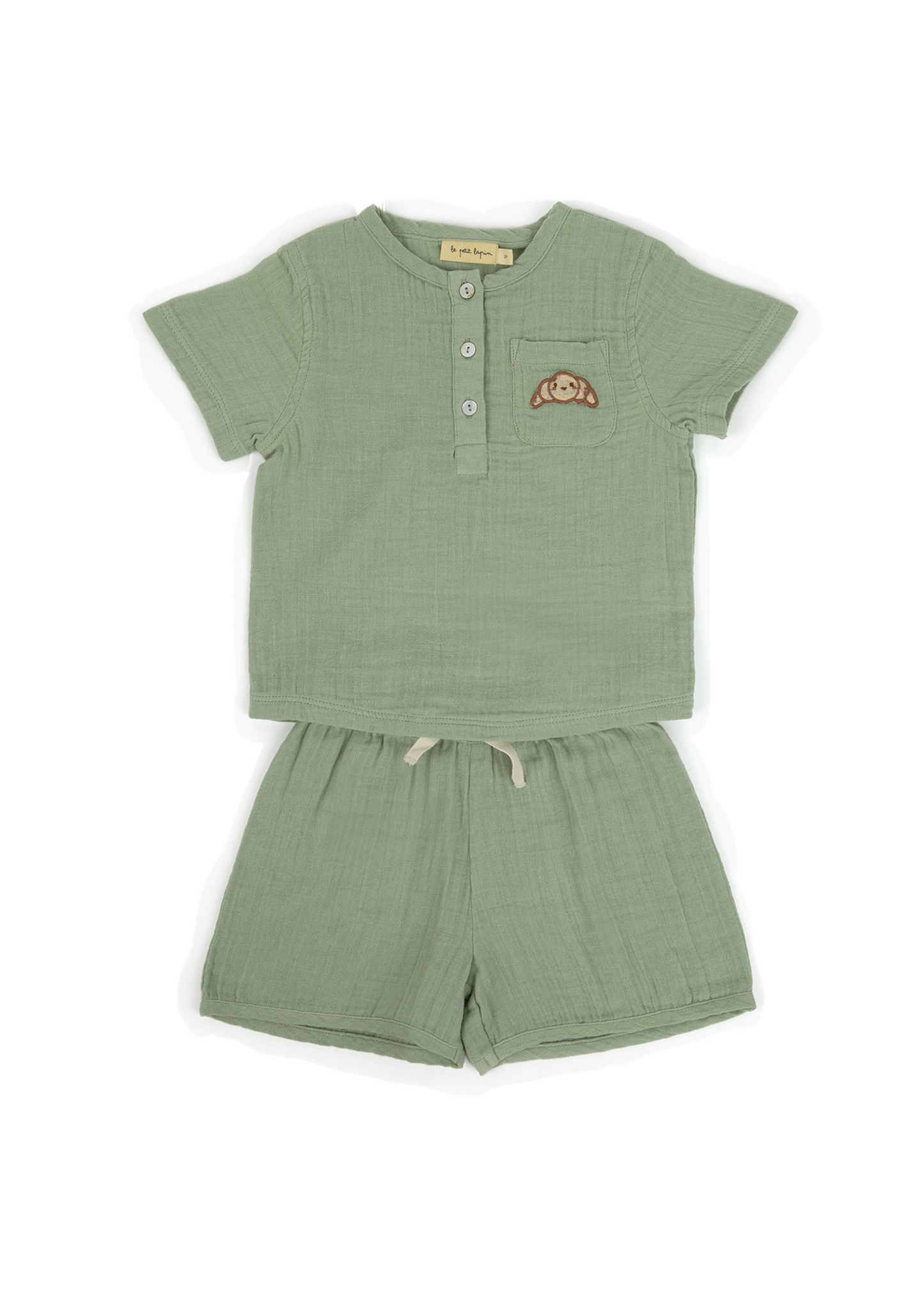 Cayden Organic Muslin Petit Croissant Set - Sage