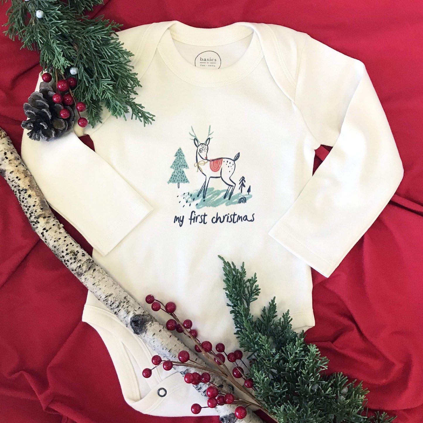 Organic Baby Long Sleeve Graphic Bodysuit - My First Christmas