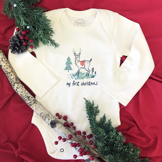 Organic Baby Long Sleeve Graphic Bodysuit - My First Christmas