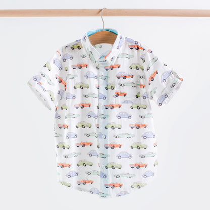 Boys Vintage Road Trip Short Sleeve Collared Shirt