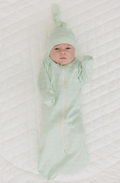 Organic Baby Hat - I Love You (Desert Green)