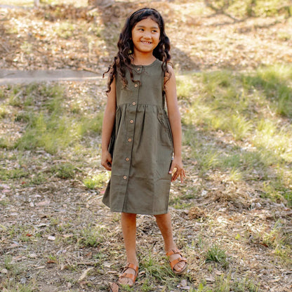 Organic Girls Jo Dress - Dark Olive
