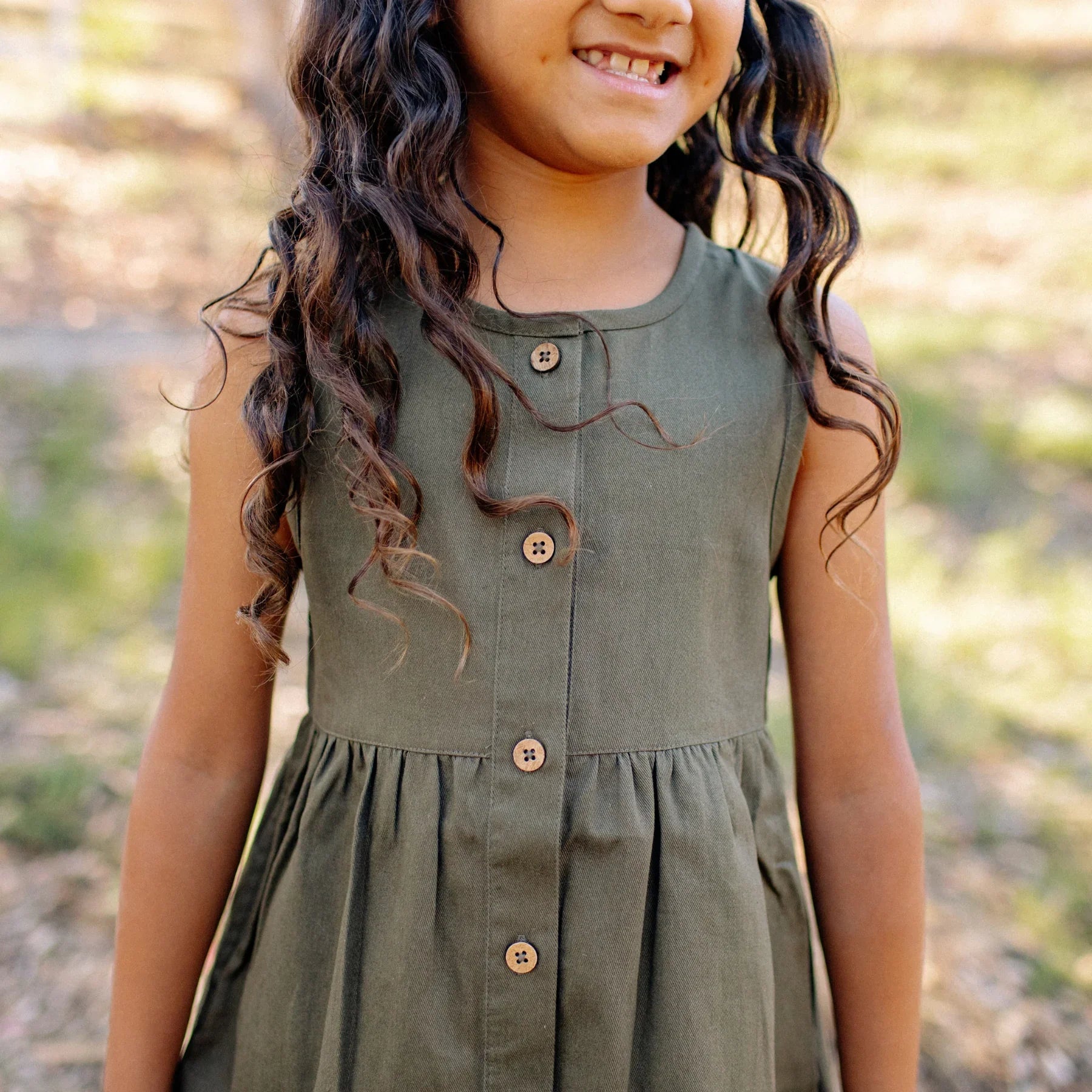 Organic Girls Jo Dress - Dark Olive Young Eden Organic Girls Jo Dress - Dark Olive Young Eden