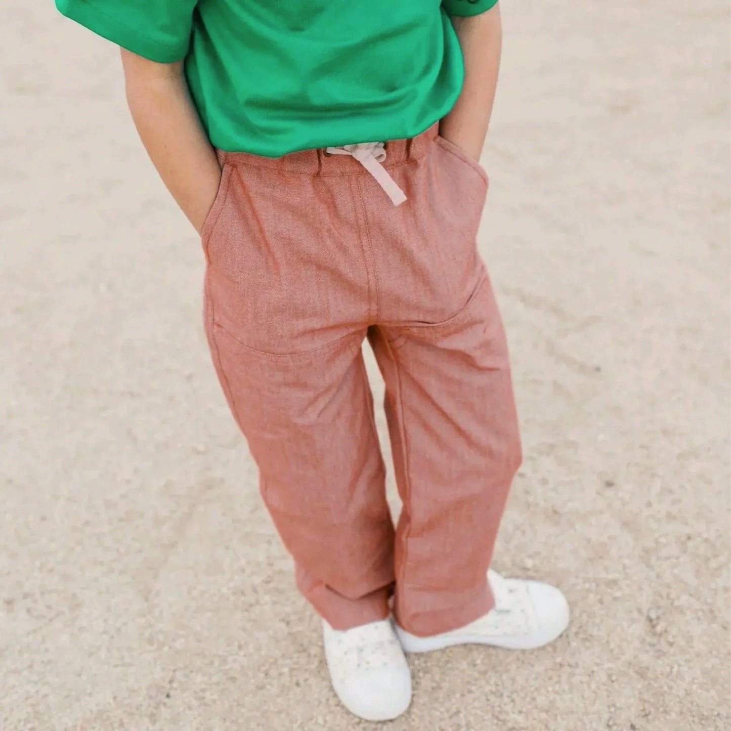 Organic Kids Jules Pants - Orange Chambray
