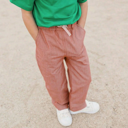 Organic Kids Jules Pants - Orange Chambray