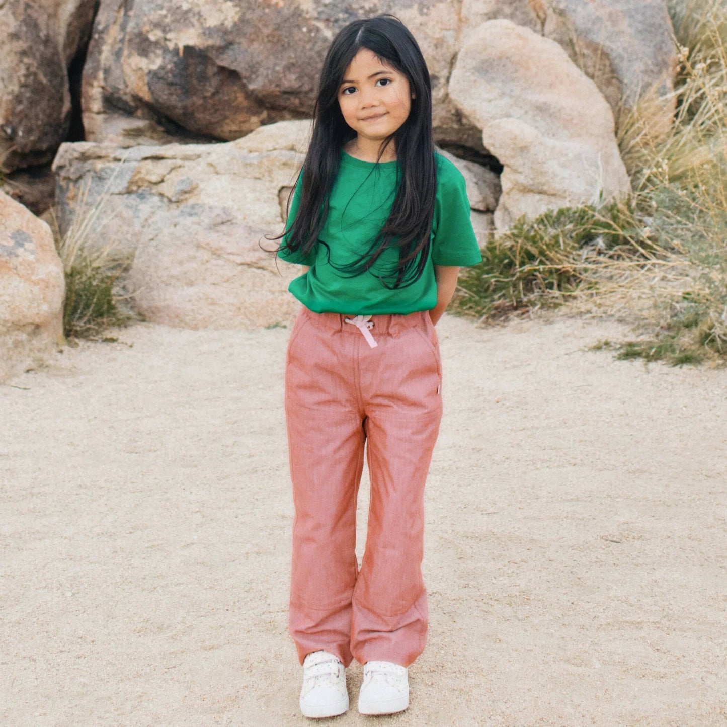 Organic Kids Jules Pants - Orange Chambray