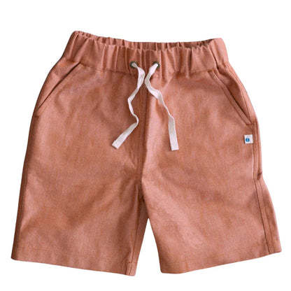 Organic Kids Jules Shorts - Orange Chambray