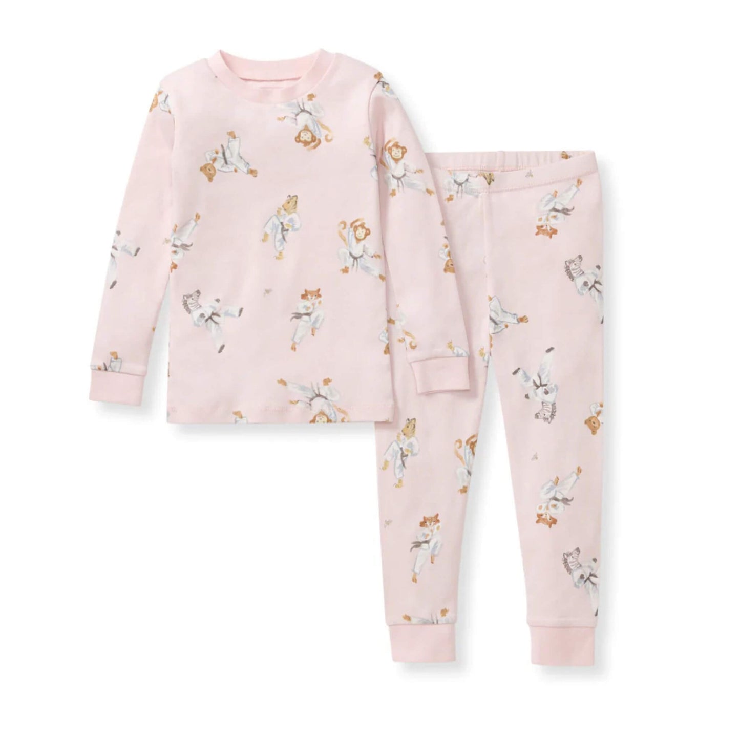 Karate Creatures Organic Toddler & Kid Pajamas - Chalky Pink