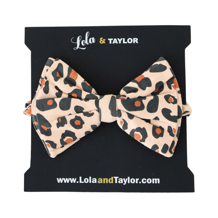 Organic Toddler Large Bow Headband - Lounging Leopard
