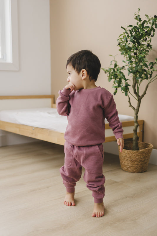 Organic Waffle Knit Baby & Toddler Top - Mauve
