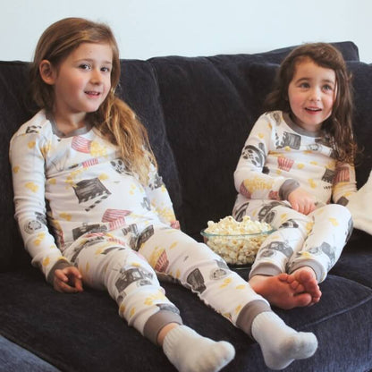 Organic Toddler / Kid Pajamas Set - Movie Night