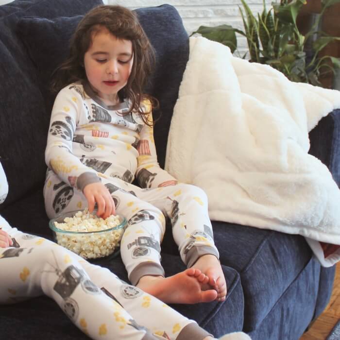 Organic Toddler / Kid Pajamas Set - Movie Night