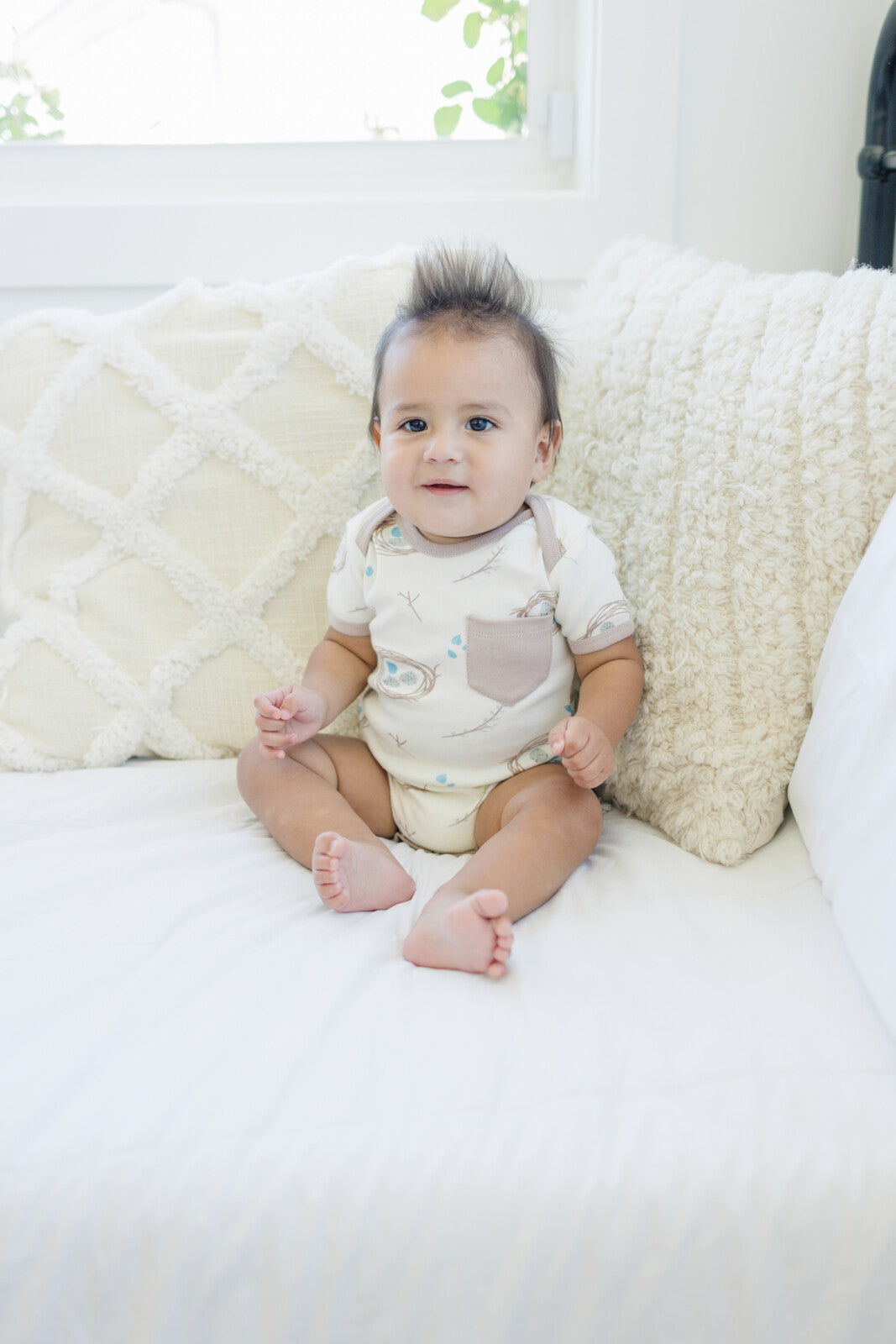 Organic Short Sleeve Baby Bodysuit - Quail Nest