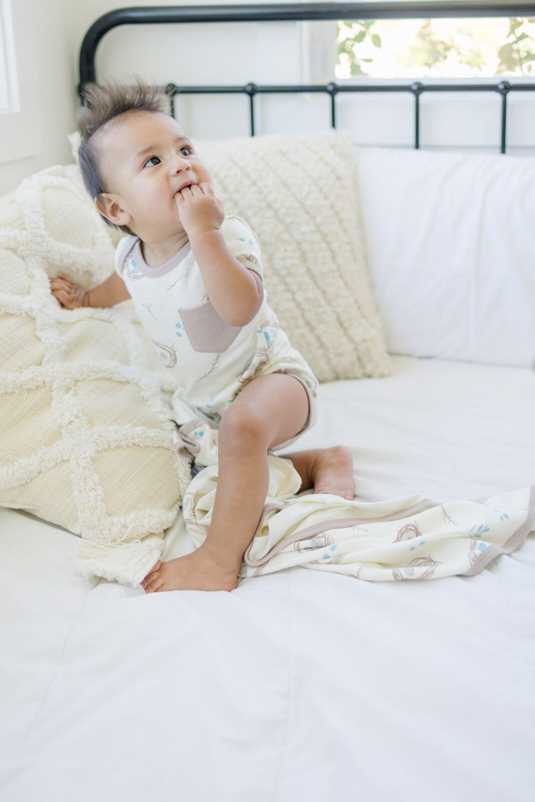 Organic Short Sleeve Baby Bodysuit - Quail Nest