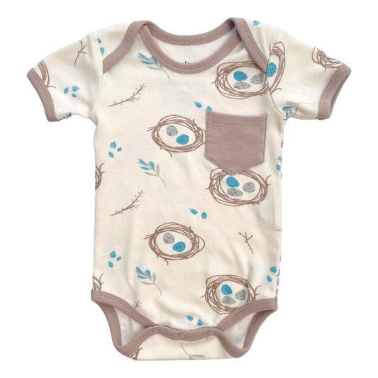 Organic Short Sleeve Baby Bodysuit - Quail Nest