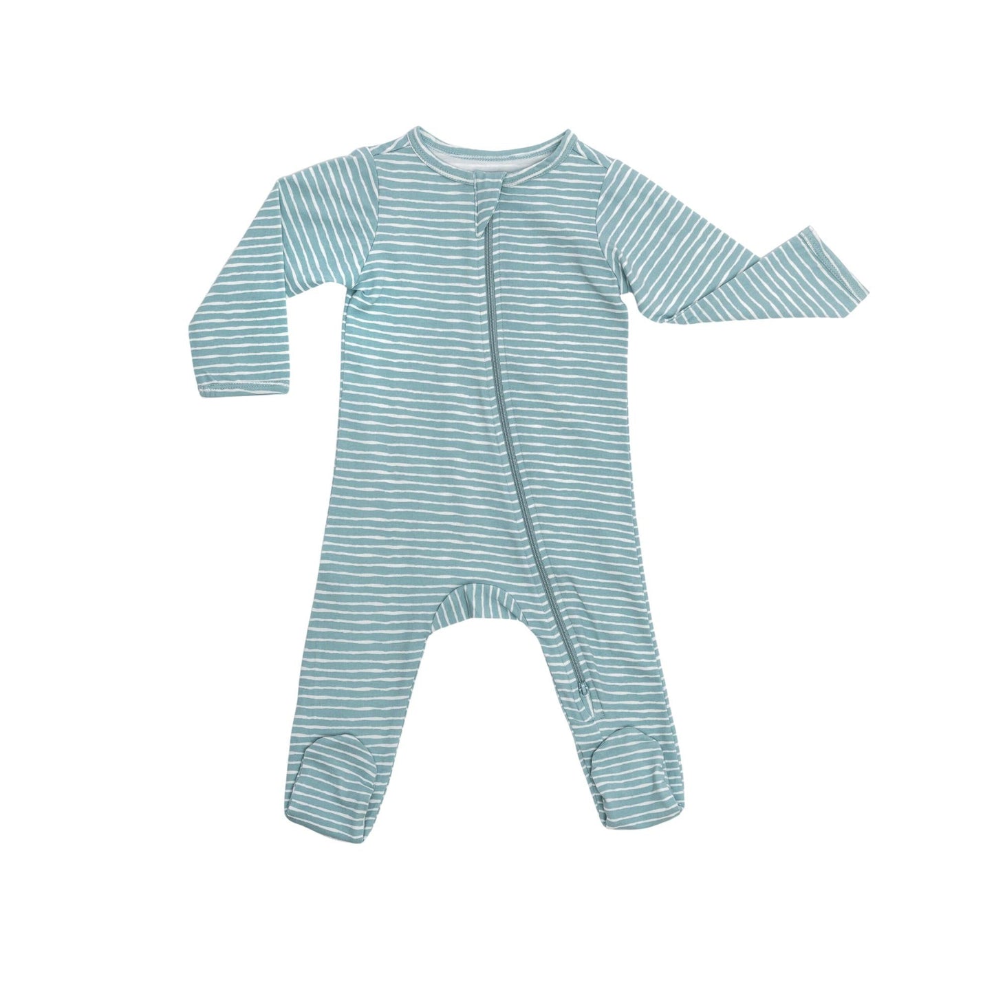 Organic Footed Baby Sleeper - Green Stripes