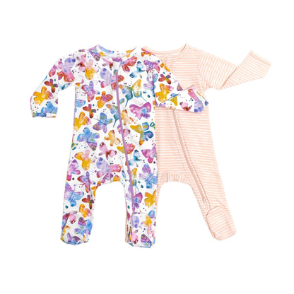 Organic Footed Baby Sleeper - Butterflies